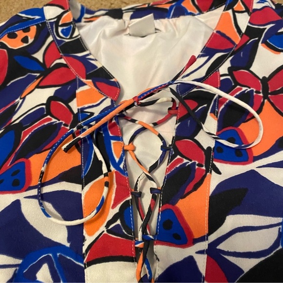 J. Crew Factory bright floral print dress with lace up neckline - Picture 7 of 10